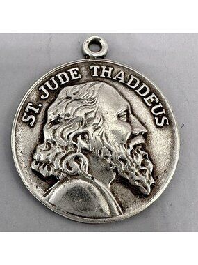St Jude Thaddeus Pendant Sterling Silver Medal Relief Patron Lost Causes Apostle